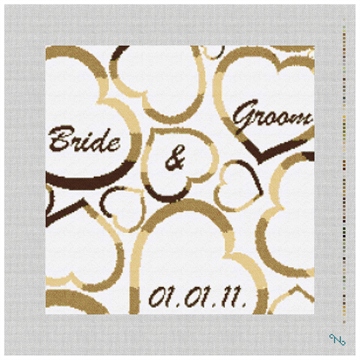 Golden Heart Personalized Needlepoint Kit Stitched Preview