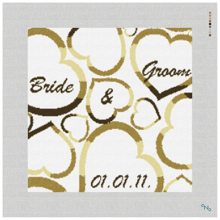Golden Heart Personalized Needlepoint Kit Stitched Preview