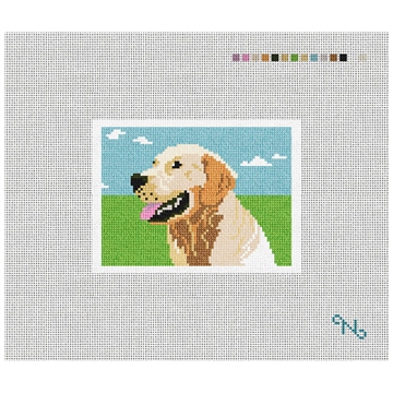 Golden Portrait Needlepoint Card Wallet Kit Stitched Preview