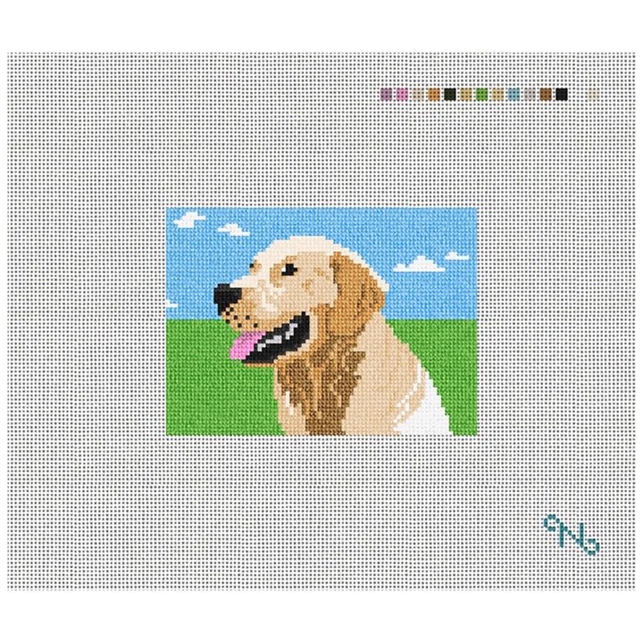 Golden Portrait Needlepoint Card Wallet Kit Stitched Preview