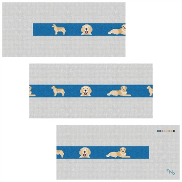 Golden Retriever Needlepoint Belt Kit Stitched Preview