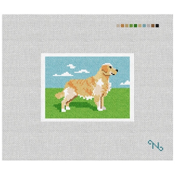 Golden Retriever Needlepoint Card Wallet Kit Stitched Preview