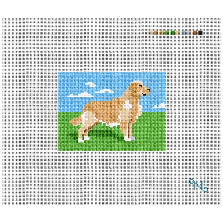 Golden Retriever Needlepoint Card Wallet Kit Stitched Preview