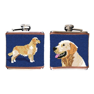Golden Retriever Needlepoint Flask 