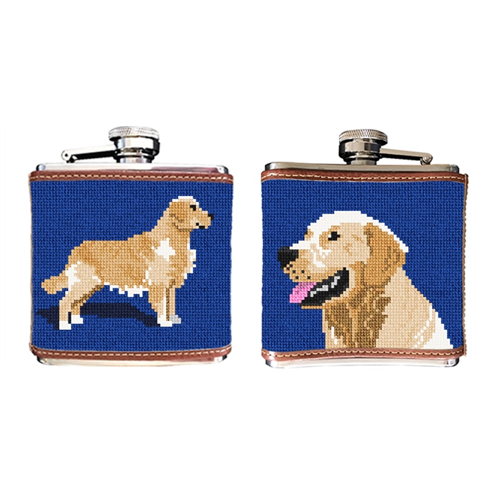 Golden Retriever Needlepoint Flask 
