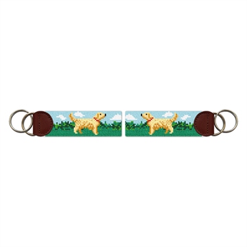 Golden Retriever Needlepoint Key Fob