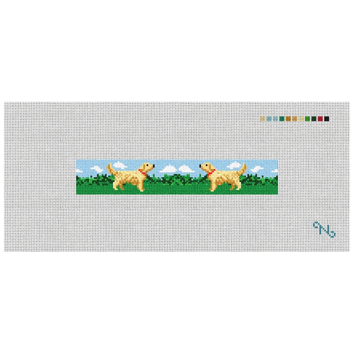 Golden Retriever Needlepoint Key Fob Kit Stitched Preview