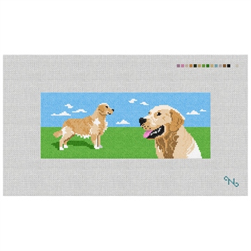 Golden Retriever Needlepoint Wallet Kit Stitched Preview