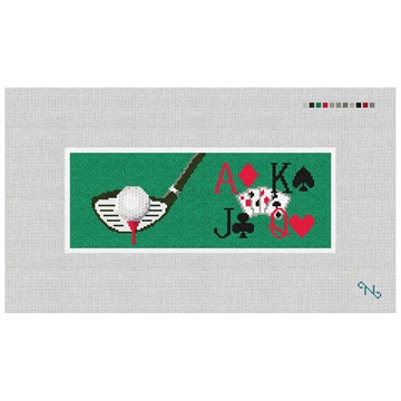 Golf and Poker Needlepoint Wallet Kit Stitched Preview