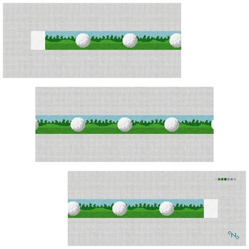 Golf Ball Needlepoint Belt Kit Stitched Preview