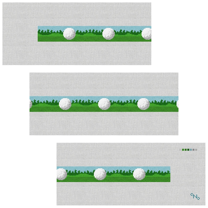 Golf Ball Needlepoint Belt Kit Stitched Preview