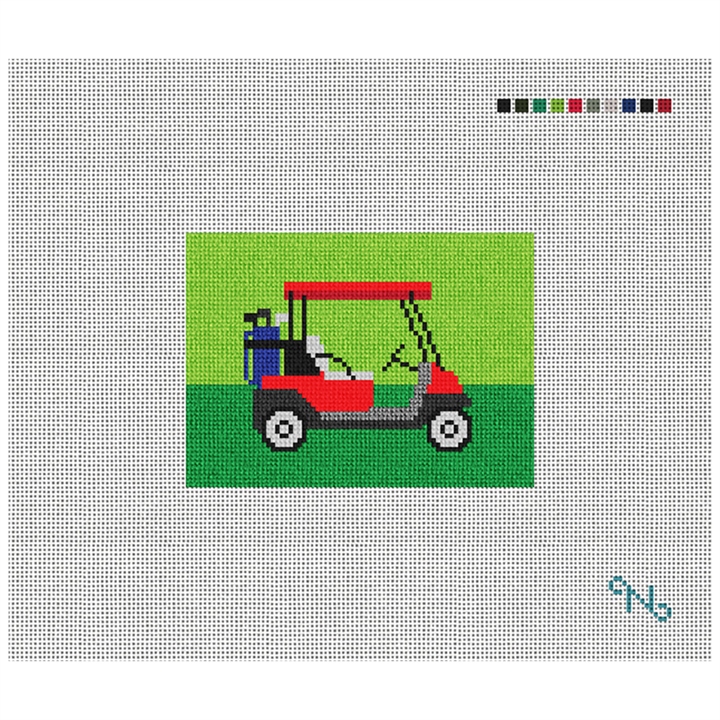 Golf Cart Needlepoint Card Wallet Kit Stitched Preview