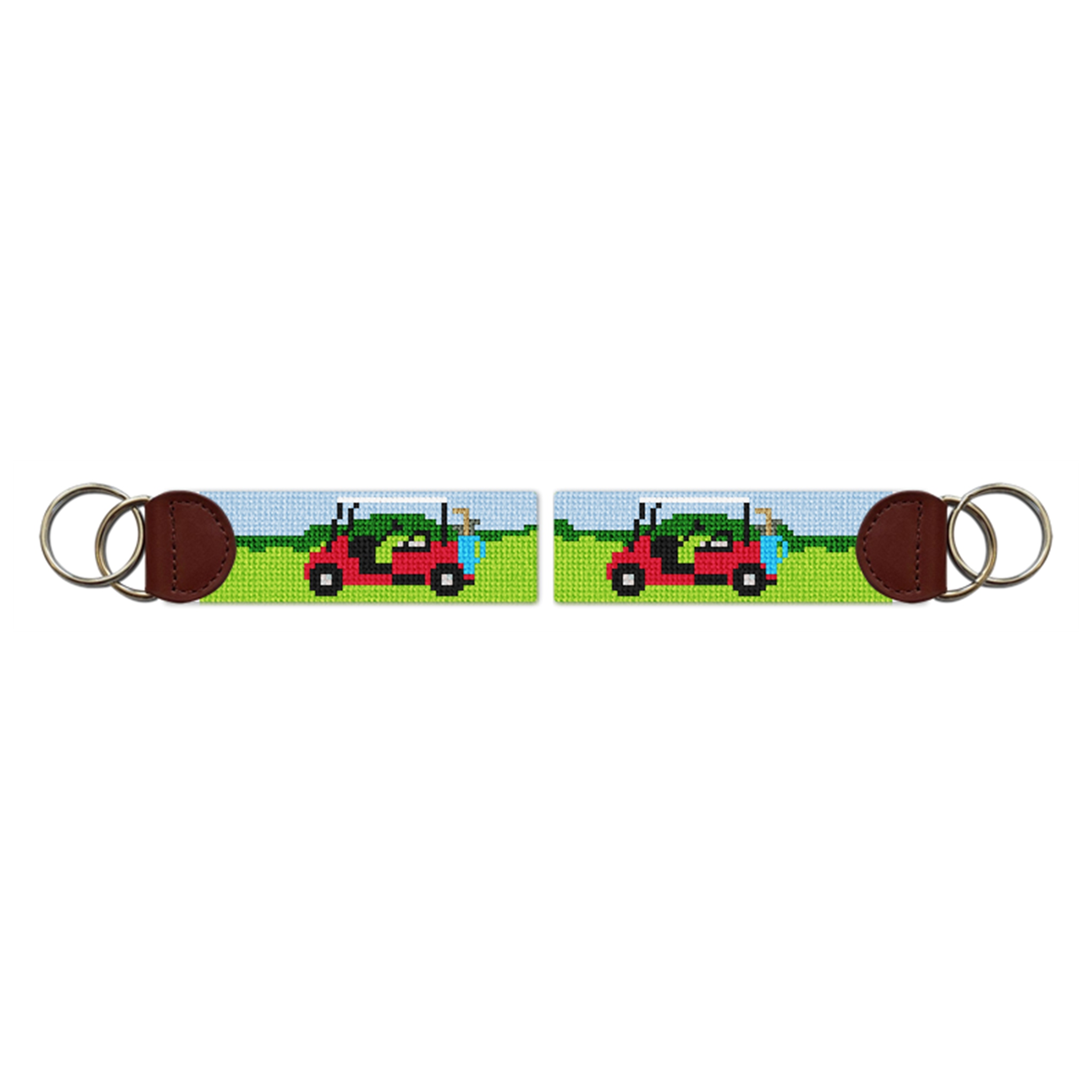 Golf Cart Needlepoint Key Fob
