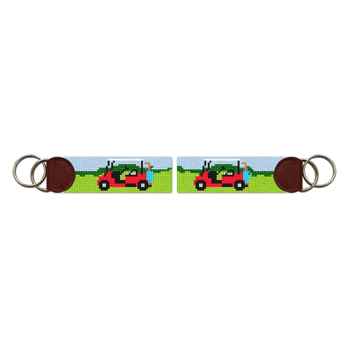 Golf Cart Needlepoint Key Fob
