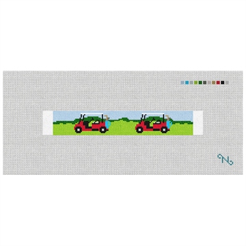 Golf Cart Needlepoint Key Fob Kit Stitched Preview
