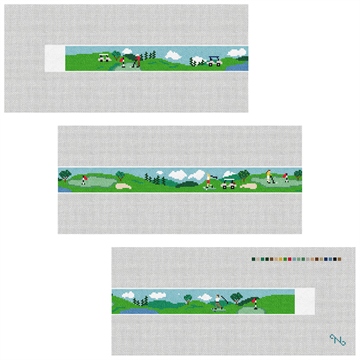 Golf Day Needlepoint Belt Kit Stitched Preview