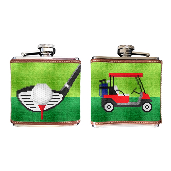 Golf Needlepoint Flask