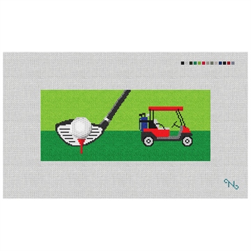 Golf Needlepoint Flask Kit Stitched Preview