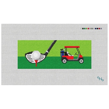 Golf Needlepoint Wallet Kit Stitched Preview