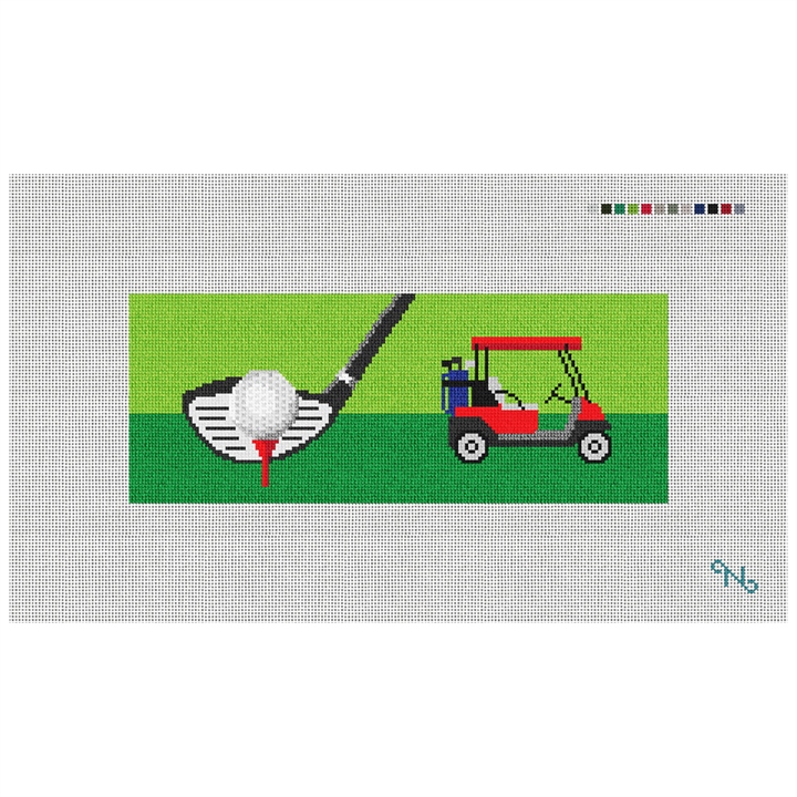 Golf Needlepoint Wallet Kit Stitched Preview