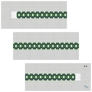 Golfer's Argyle Needlepoint Belt Kit Stitched Preview
