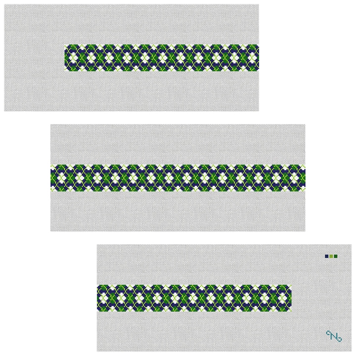 Golfer's Argyle Needlepoint Belt Kit Stitched Preview
