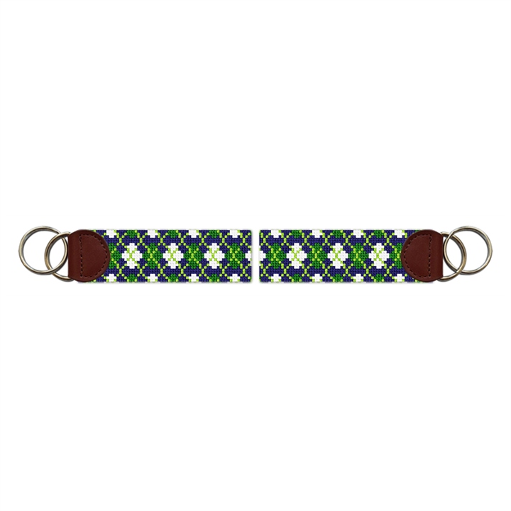 Golfer's Argyle Needlepoint Key Fob