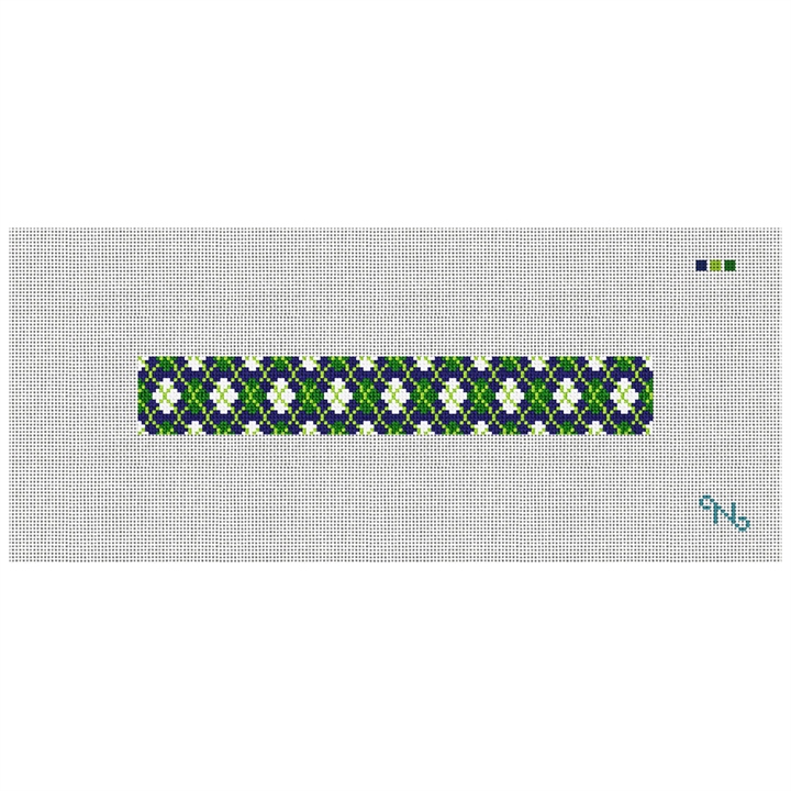 Golfer's Argyle Needlepoint Key Fob Kit Stitched Preview