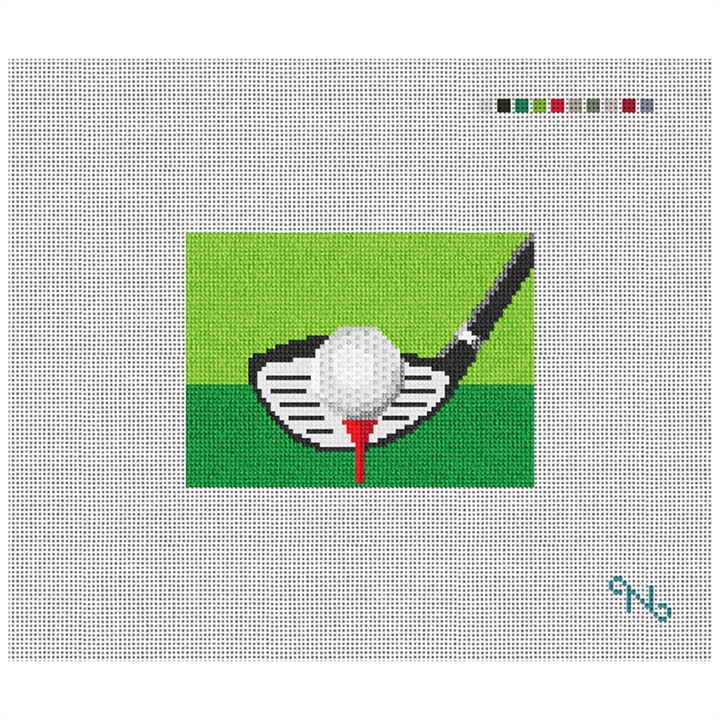 Golfers Needlepoint Card Wallet Kit Stitched Preview