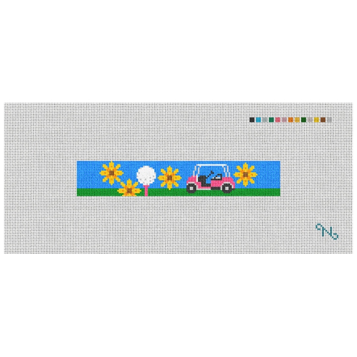 Golfing Girl Needlepoint Key Fob Kit Stitched Preview