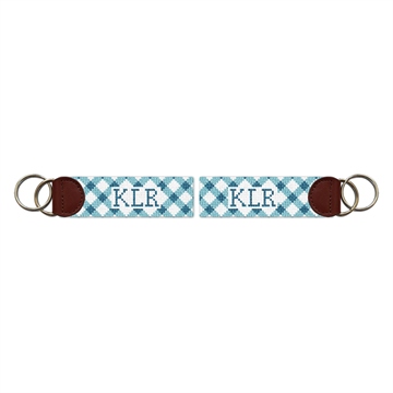 Gorgeous Gingham Needlepoint Key Fob 
