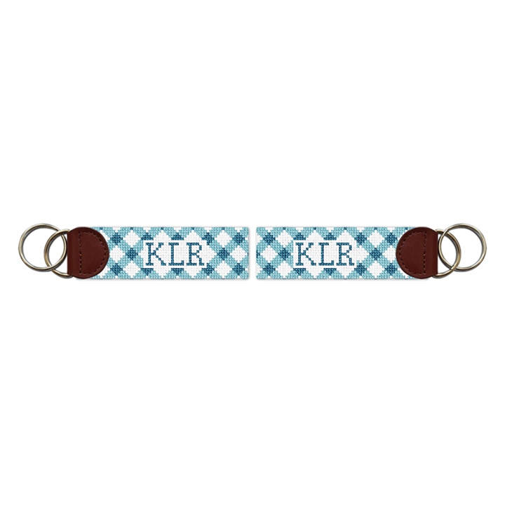 Gorgeous Gingham Needlepoint Key Fob 