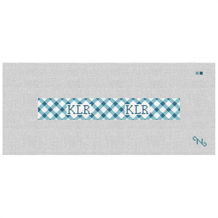 Gorgeous Gingham Needlepoint Key Fob Kit Stitched Preview