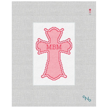 Gothic Cross Pink Needlepoint Ornament Kit Stitched Preview