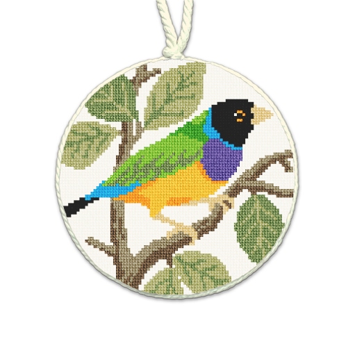 Gouldian Finch Needlepoint Ornament