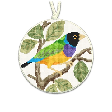 Gouldian Finch Needlepoint Ornament