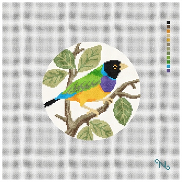 Gouldian Finch Needlepoint Ornament Kit Stitched Preview