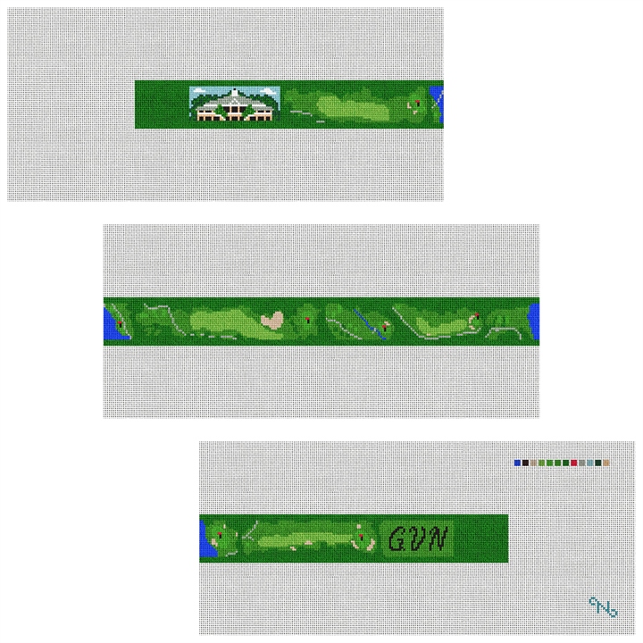 Governors Club Golf Course Needlepoint Belt Kit Stitched Preview