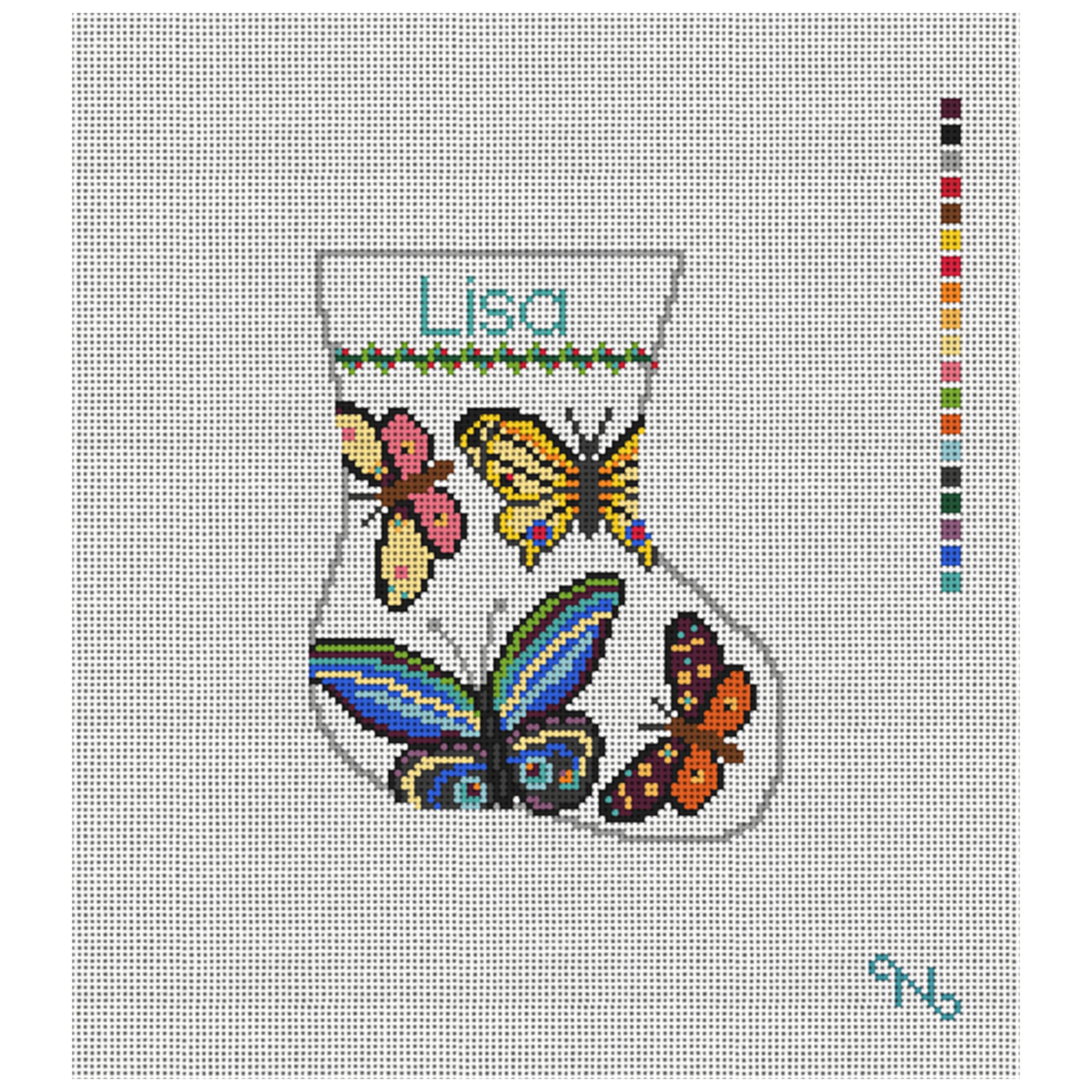 Graceful Butterflies Mini Stocking Needlepoint Kit