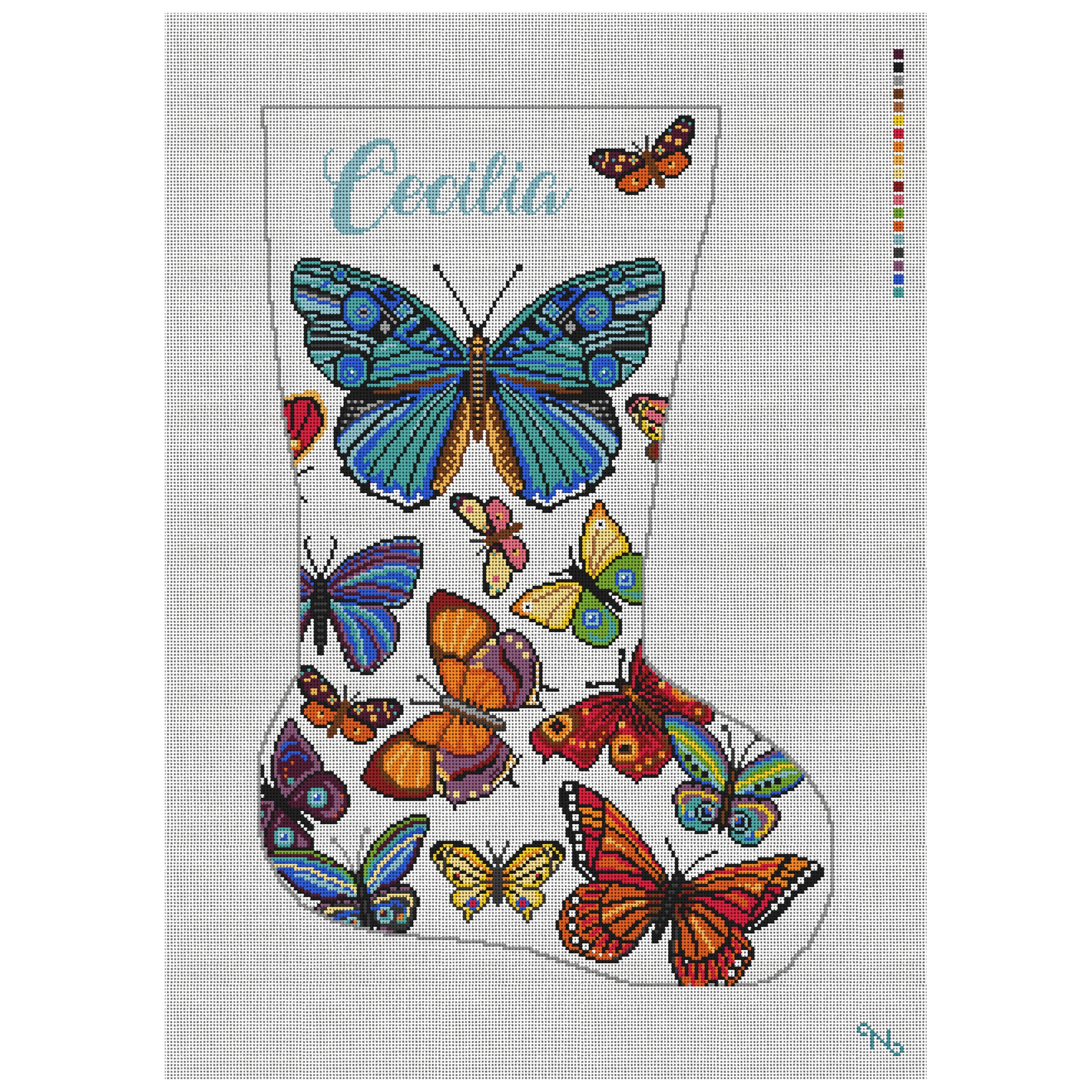 Graceful Butterflies Stocking Needlepoint Kit