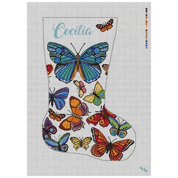 Graceful Butterflies Stocking Needlepoint Kit