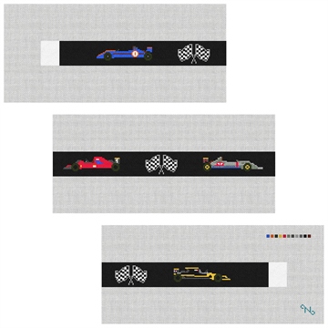 Grand Prix Needlepoint Belt Kit Stitched Preview