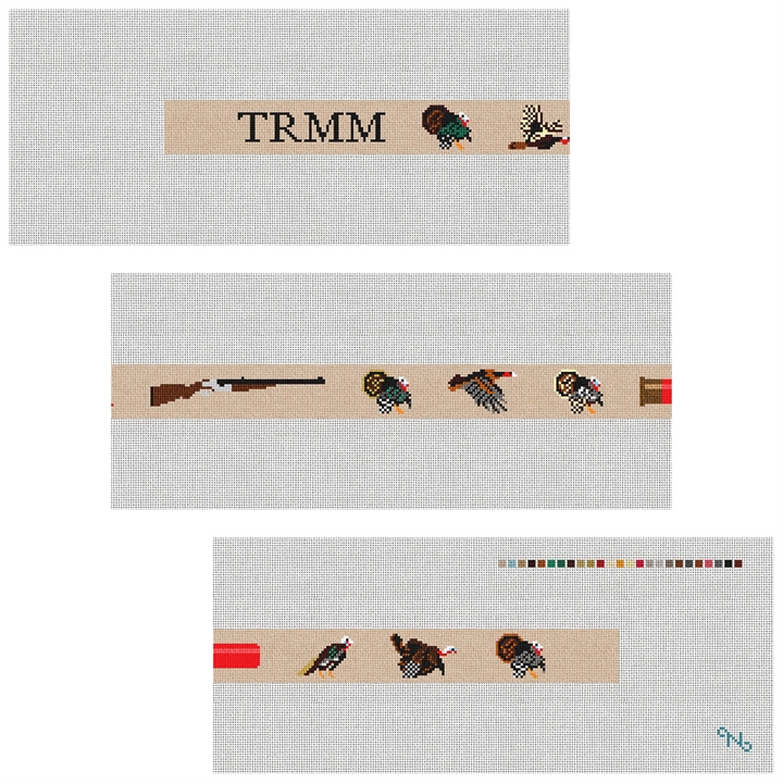 Grand Slam Turkey Needlepoint Belt Kit Stitched Preview