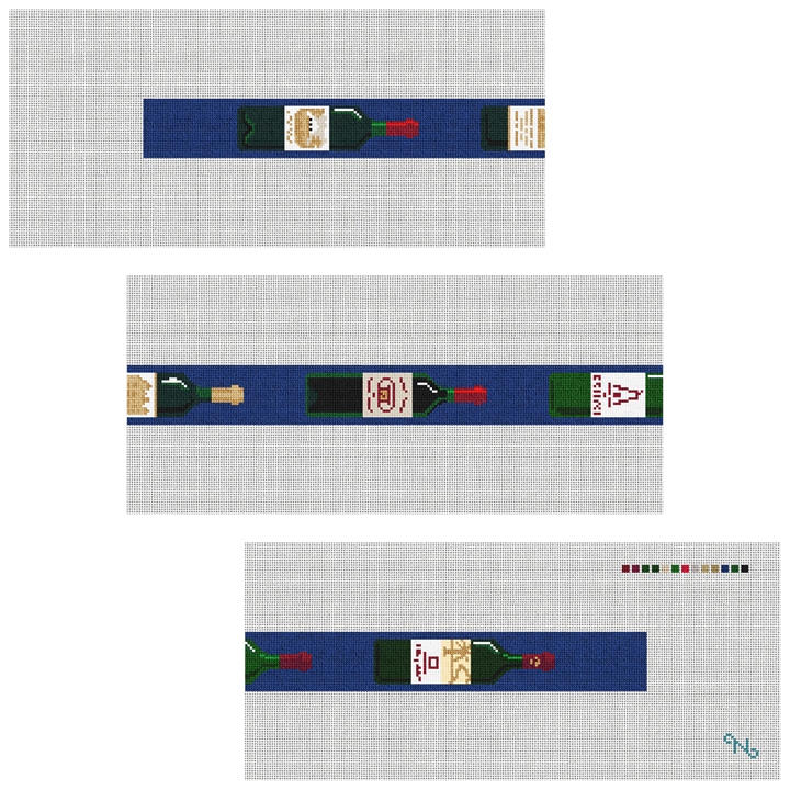 Grand Vins Wine Needlepoint Belt Kit Stitched Preview