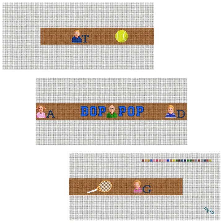 Grandkids Needlepoint Belt Kit Stitched Preview
