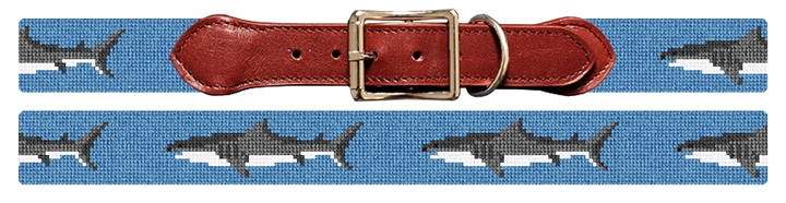 Great White Shark Needlepoint Dog Collar
