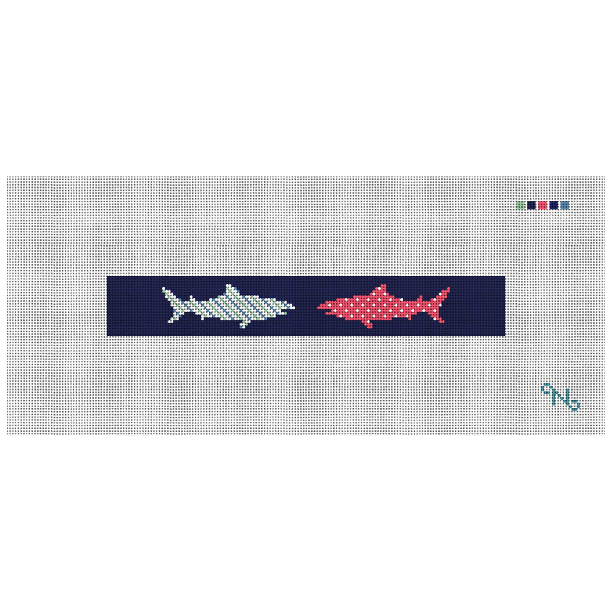 Great White Shark Needlepoint Key Fob Kit