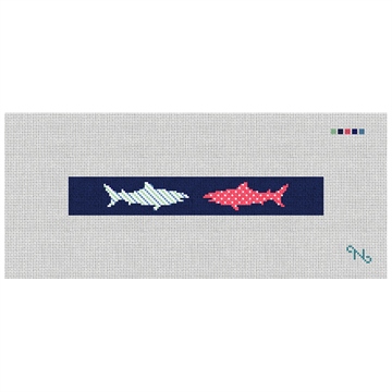 Great White Shark Needlepoint Key Fob Kit Stitched Preview