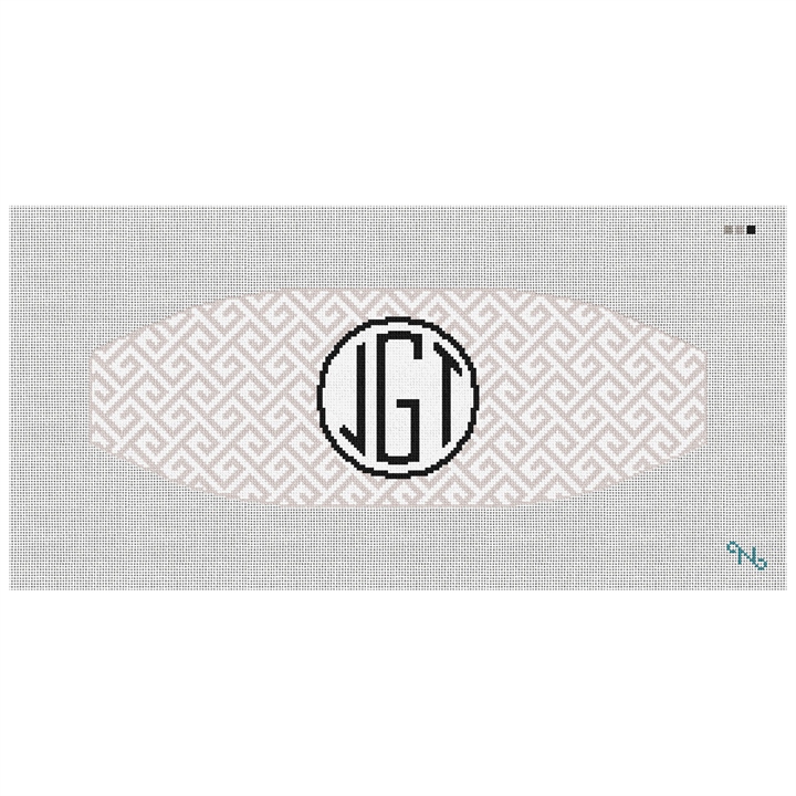 Greek Key Cummerbund Needlepoint Kit Stitched Preview