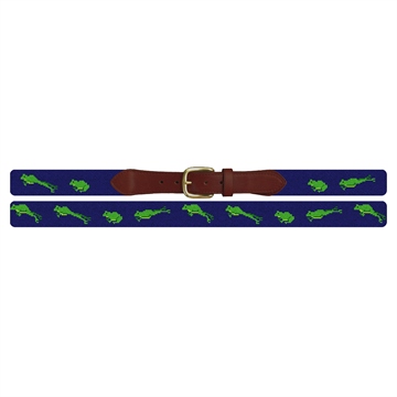 Green Frog Needlepoint Belt